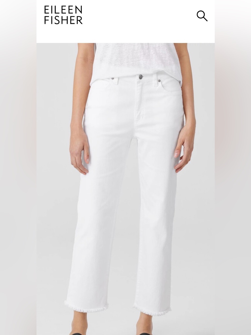 Eileen Fisher organic cotton White straight bag Jeans size 14 petite